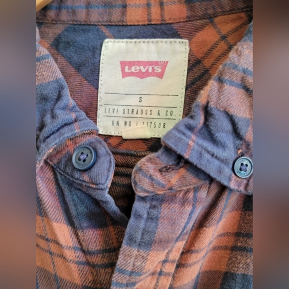 Levi's blue and orange plaid buttondown shirt - Picture 3 of 3